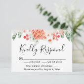 Carte RSVP Florale Orange Green Fleur sauvage mode (Debout devant)