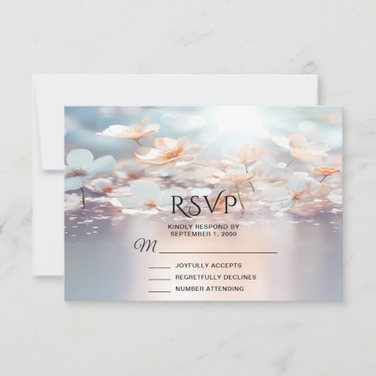 Carte RSVP Florale Pêche Blanche (Devant)