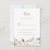 Carte RSVP florale rose et or (Devant)