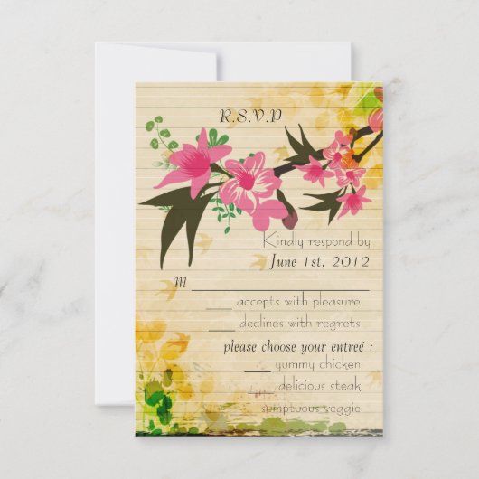 Carte RSVP florale vintage (Devant)