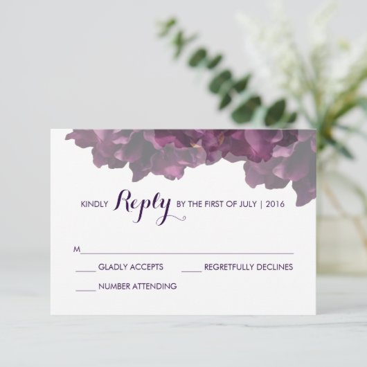 Carte RSVP Florale Violet (Debout devant)