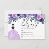 Carte RSVP Florale Violet Violet Quinceanera (Devant)