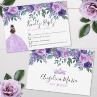Carte RSVP Florale Violet Violet Quinceanera