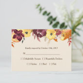 Carte RSVP Flore Automne pour Mariage ou Fête des  (Debout devant)