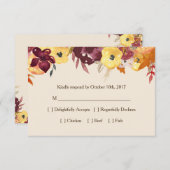 Carte RSVP Flore Automne pour Mariage ou Fête des  (Devant / Derrière)