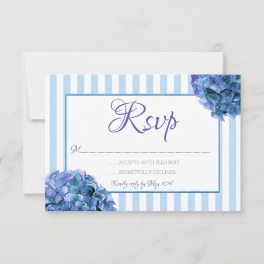 Carte RSVP Flore Bleue et Grille (Devant)