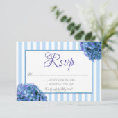 Carte RSVP Flore Bleue et Grille (Debout devant)