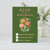Carte RSVP Flore Retro Vibrant (Debout devant)