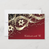 Carte RSVP Flourdissante Gold Star Confetti Noir (Devant)