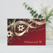 Carte RSVP Flourdissante Gold Star Confetti Noir (Debout devant)