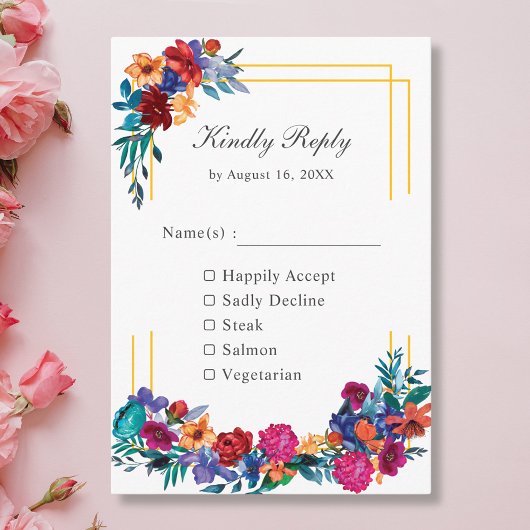 Carte RSVP Flower Wedding mexicaine colorée