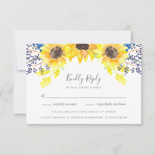 Carte RSVP Flowfields avec choix de repas (Devant)