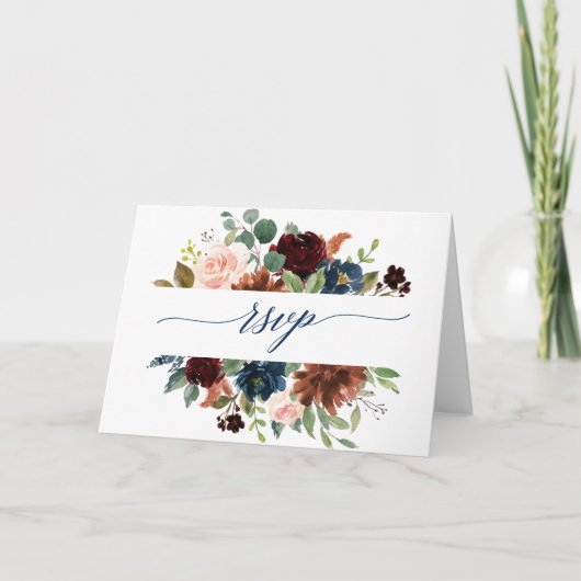 Carte RSVP flush Blush Floral Watercolor (Devant)