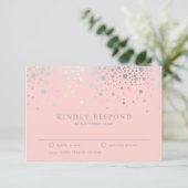 Carte RSVP Flush Confetti Faux Silver (Debout devant)