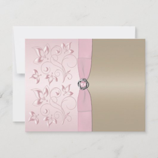 Carte RSVP flush rose et champagne (Devant)