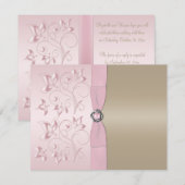 Carte RSVP flush rose et champagne (Devant / Derrière)