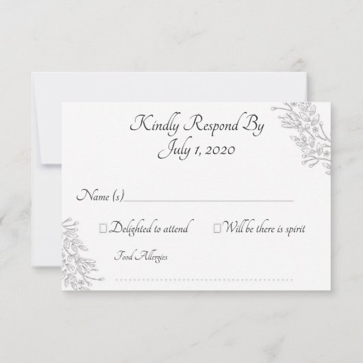 Carte RSVP Foil Floral Blanc Chic (Dos)