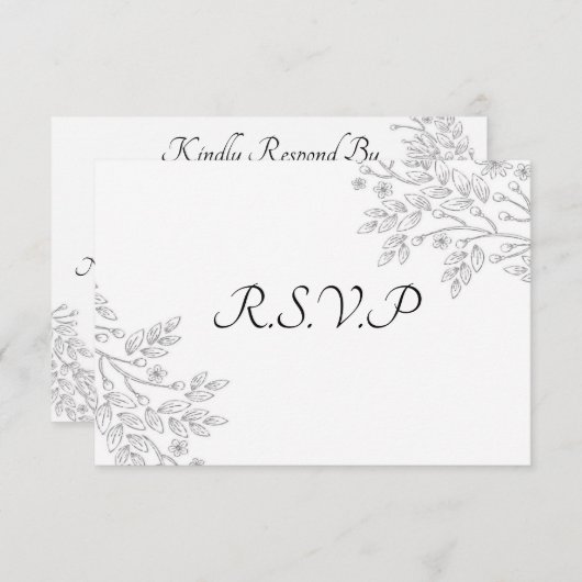 Carte RSVP Foil Floral Blanc Chic (Devant / Derrière)