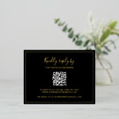 Carte RSVP Foil Mariage de code QR noir traditionn (Debout devant)
