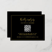 Carte RSVP Foil Mariage de code QR noir traditionn (Recto/Verso)