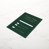 Carte RSVP Foil Mariage Formel Forest Green (Rotation)
