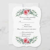 Carte RSVP Foliage couleur rose Aquarelle (Devant)