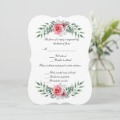 Carte RSVP Foliage couleur rose Aquarelle (Debout devant)