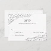 Carte RSVP Foliing gris moderne (Devant / Derrière)
