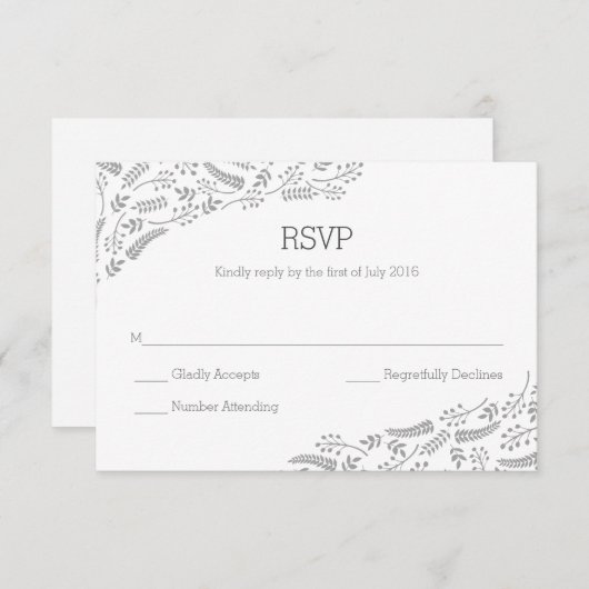 Carte RSVP Foliing gris moderne (Devant / Derrière)