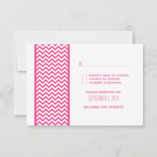 Carte RSVP frontière Chevron rose (Devant)