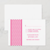 Carte RSVP frontière Chevron rose (Devant / Derrière)