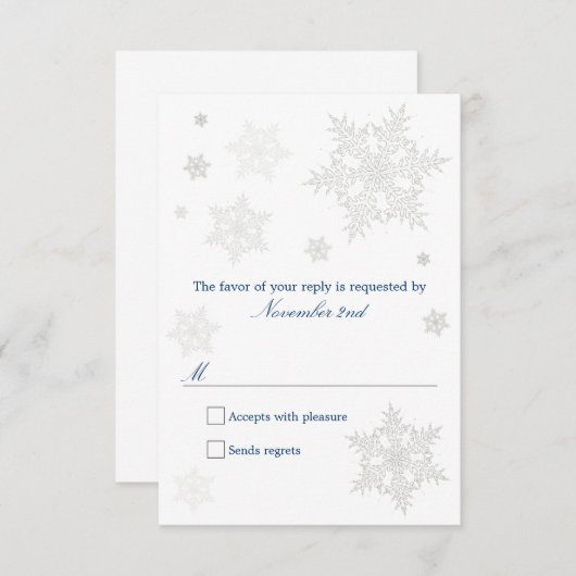 Carte RSVP Frosty Winter Snowflake (Devant / Derrière)