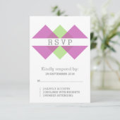 Carte RSVP Fuchsia Green Geometry Triad (Debout devant)