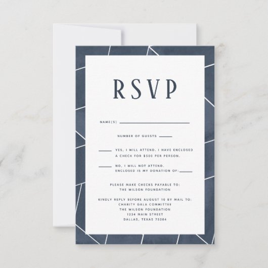 Carte RSVP Gala bleu marine (Devant)