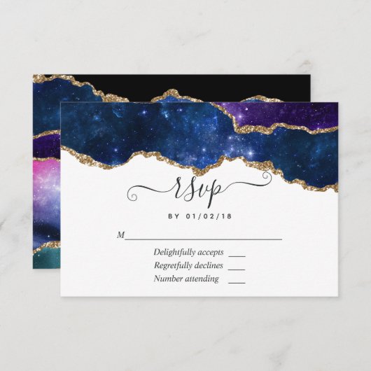 Carte RSVP Galaxy Agate (Devant / Derrière)