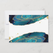 Carte RSVP Géode doré Turquoise Aquarelle moderne (Dos)