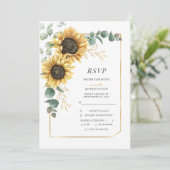Carte RSVP géométrique Eucalyptus de tournesol rus (Debout devant)
