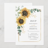 Carte RSVP géométrique Eucalyptus de tournesol rus (Devant / Derrière)