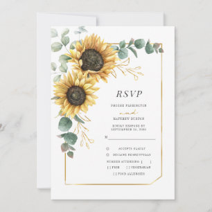Carte RSVP géométrique Eucalyptus de tournesol rus