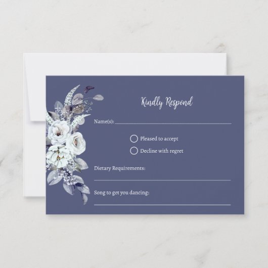 Carte RSVP géométrique Floral bleu (Devant)