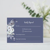Carte RSVP géométrique Floral bleu (Debout devant)