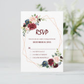 Carte RSVP géométrique Floral de la Marine Rouge d (Debout devant)