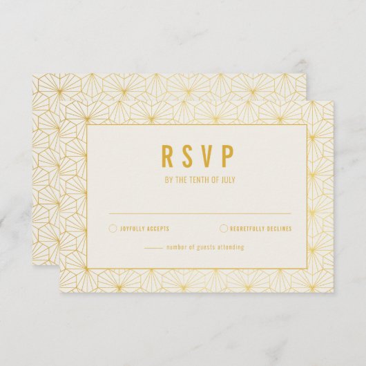 Carte RSVP Géométrique Or et Blanc (Devant / Derrière)