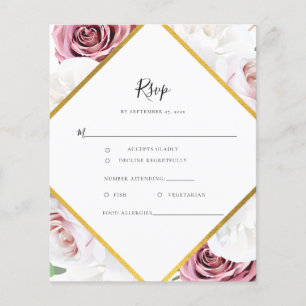 Carte RSVP géométrique rose rose budget