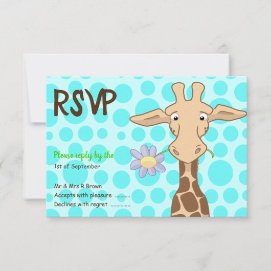 Carte RSVP Giraffe Party (Devant)