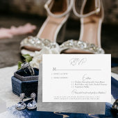 Carte RSVP Glam White & Silver Wedding