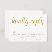 Carte RSVP Gold and White Anniversary avec repas (Devant / Derrière)