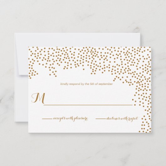 Carte RSVP Gold Confetti Faire-part de mariage (Devant)