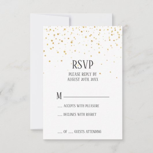 Carte RSVP Gold Confetti Wedding (Devant)