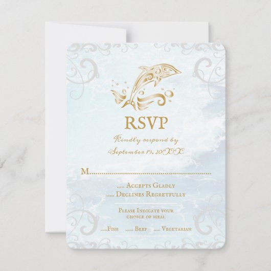 Carte RSVP Gold Dolphin Wedding (Devant)